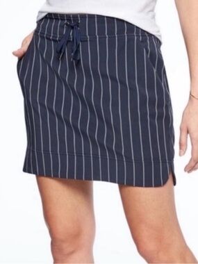 Athleta Navy Pinstripe Drawcord Skort